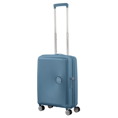 Валіза American Tourister, Soundbox, поліпропілен, мала, 55см, 35.5/41л, TSA, 4 колеса, EXP, сіро-синій (32G*51001)