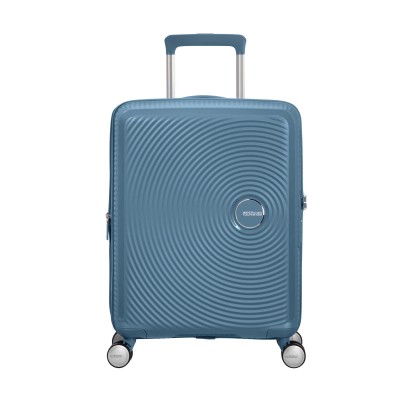 Валіза American Tourister, Soundbox, поліпропілен, мала, 55см, 35.5/41л, TSA, 4 колеса, EXP, сіро-синій (32G*51001)