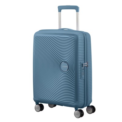 Валіза American Tourister, Soundbox, поліпропілен, мала, 55см, 35.5/41л, TSA, 4 колеса, EXP, сіро-синій (32G*51001)