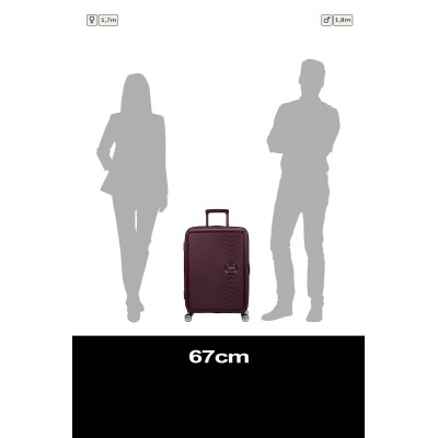 Валіза American Tourister, Soundbox, поліпропілен, середня, 67см, 71.5/81л, TSA, 4 колеса, EXP, бордовий (32G*50002)