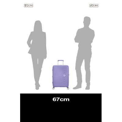 Валіза American Tourister, Soundbox, поліпропілен, середня, 67см, 71.5/81л, TSA, 4 колеса, EXP, лавандовий (32G*82002)