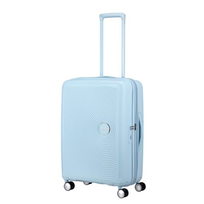 Валіза American Tourister, Soundbox, поліпропілен, середня, 67см, 71.5/81л, TSA, 4 колеса, EXP, пастельно-блакитний (32G*22002)