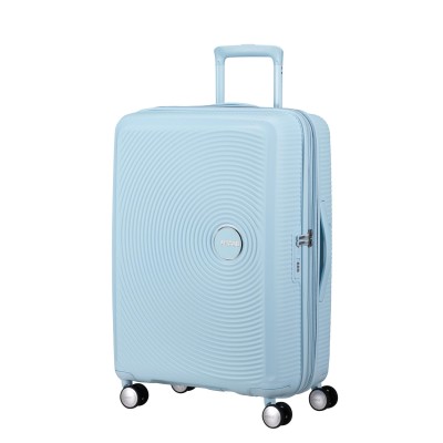 Валіза American Tourister, Soundbox, поліпропілен, середня, 67см, 71.5/81л, TSA, 4 колеса, EXP, пастельно-блакитний (32G*22002)