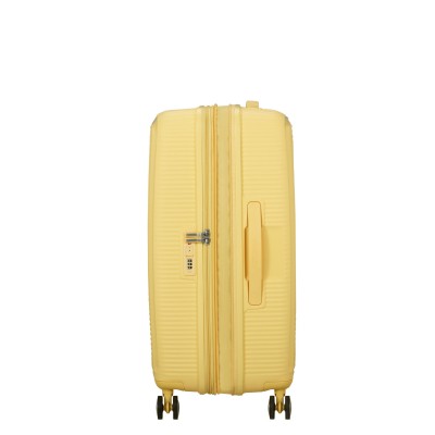 Валіза American Tourister, Soundbox, поліпропілен, середня, 67см, 71.5/81л, TSA, 4 колеса, EXP, пастельно-жовтий (32G*16002)