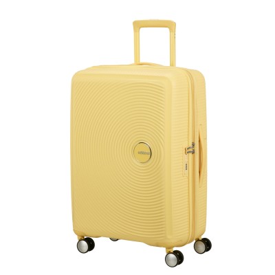 Валіза American Tourister, Soundbox, поліпропілен, середня, 67см, 71.5/81л, TSA, 4 колеса, EXP, пастельно-жовтий (32G*16002)