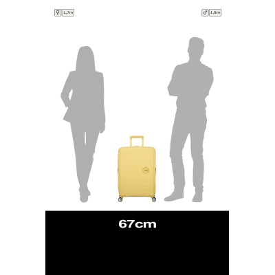 Валіза American Tourister, Soundbox, поліпропілен, середня, 67см, 71.5/81л, TSA, 4 колеса, EXP, пастельно-жовтий (32G*16002)