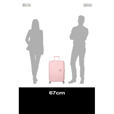 Валіза American Tourister, Soundbox, поліпропілен, середня, 67см, 71.5/81л, TSA, 4 колеса, EXP, пастельно-рожевий (32G*60002)