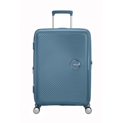 Валіза American Tourister, Soundbox, поліпропілен, середня, 67см, 71.5/81л, TSA, 4 колеса, EXP, сіро-синій (32G*51002)