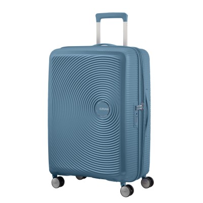 Валіза American Tourister, Soundbox, поліпропілен, середня, 67см, 71.5/81л, TSA, 4 колеса, EXP, сіро-синій (32G*51002)