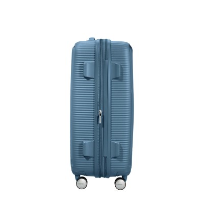 Валіза American Tourister, Soundbox, поліпропілен, середня, 67см, 71.5/81л, TSA, 4 колеса, EXP, сіро-синій (32G*51002)