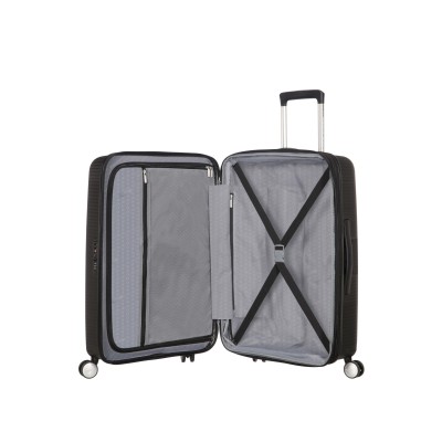 Валіза American Tourister, Soundbox, поліпропілен, середня, 67см, 71.5/81л, TSA, 4 колеса, EXP, чорний (32G*09002)