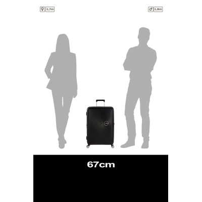 Валіза American Tourister, Soundbox, поліпропілен, середня, 67см, 71.5/81л, TSA, 4 колеса, EXP, чорний (32G*09002)