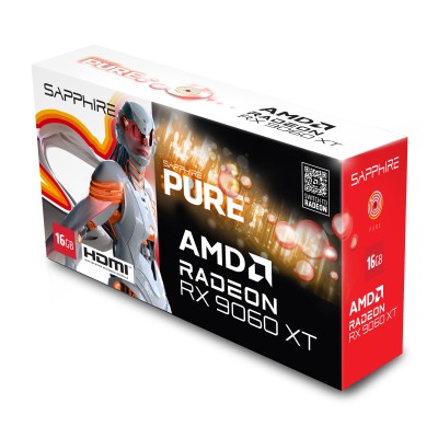 Відеокарта SAPPHIRE Radeon RX 9060 XT 16GB GDDR6 PURE GAMING OC білий (11350-02-20G)