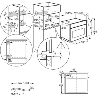 Духова шафа Electrolux електрична компактна, 44л, дисплей, конвекція, ф-ція мікрохвиль, чорний (LVL8E09Z)