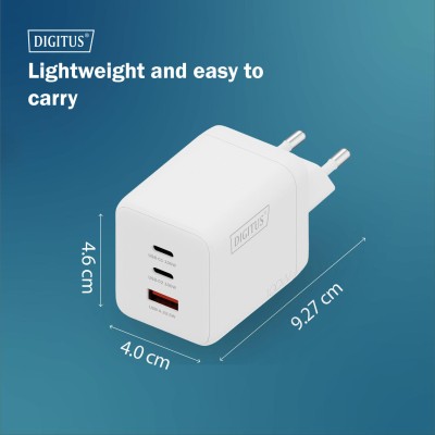 Зарядний пристрій DIGITUS GaN 2хUSB-C, 1хUSB-A, 100W (DA-10304)