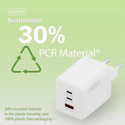 Зарядний пристрій DIGITUS GaN 2хUSB-C, 1хUSB-A, 100W (DA-10304)
