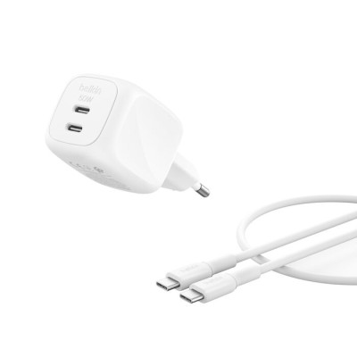 Зарядний пристрій мережевий Belkin 50Вт 2хUSB-С GAN PD PPS, кабель USB-С > USB-C, 1м, білий (WCH019KQ1MWH-B6)