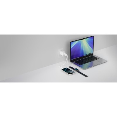 Зарядний пристрій мережевий Belkin 70Вт 2хUSB-С/USB-A GAN PD PPS, білий (WCH018HQWH)