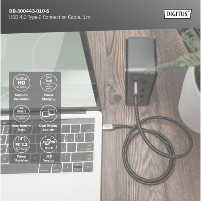 Кабель DIGITUS USB 4.0 (Type-C/Type-C) 1м, чорний