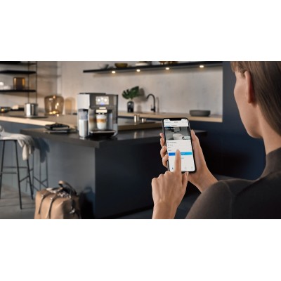 Кавомашина Siemens 2.4л, зерно + мелена, автомат.капучинатор, LED - дисплей, авторецептів - 20, чорно - срібний (TQ715R03)