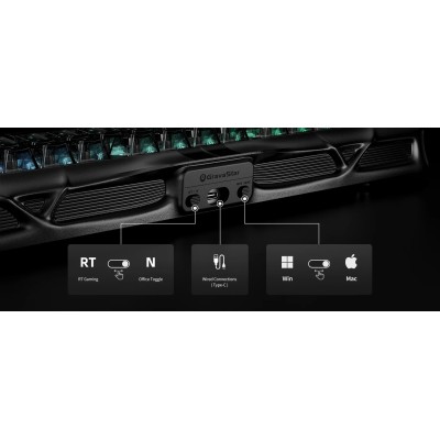 Клавіатура механічна GravaStar Mercury V75 80keys, Magnetic Jade Pro, 8K, USB-A, RGB, Stealth Black (GS_V75_BLK)
