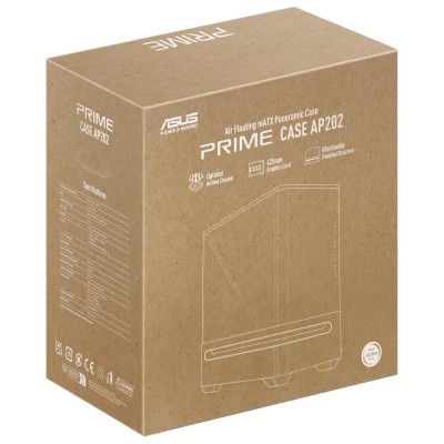 Корпус ASUS Prime AP202 Tempered Glas ARGB, без БЖ, 2xUSB3.2, 1xUSB Type-C, Tempered Glass side, mATX, білий 90DC00P3-B19000