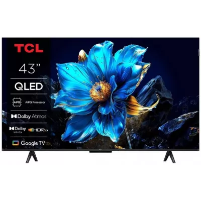 Телевізор 43" TCL QLED 4K 60Hz Smart Google TV Black (43T69C)