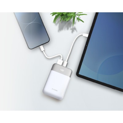 Акумулятор портативний літій-іонний Power Bank D-Link 10000мА*год 18Вт 1xUSB-A, 1xUSB-C, білий (DPP-101)