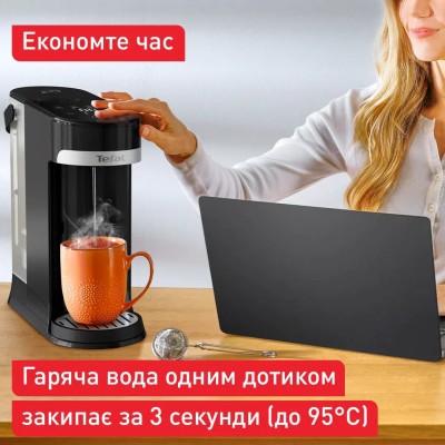 Електрочайник-диспенсер Tefal Instant Hot Water 2л, 5 темп.реж, миттєве нагрівання, сенc. управління, чорний (BR3508E0)