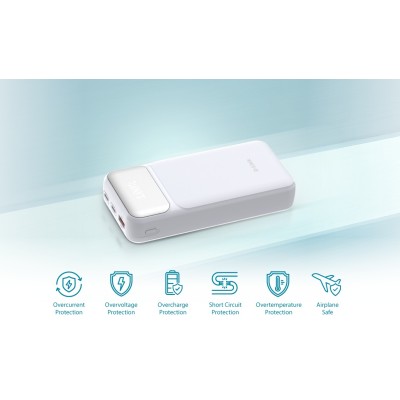 Акумулятор портативний літій-іонний Power Bank D-Link 20000мА*год, 65Вт PD 3.0, QC 3.0, 2xUSB-C, 1xUSB-A з дисплеєм, білий (DPP-