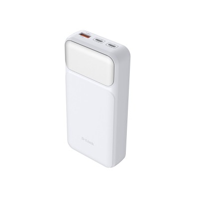 Акумулятор портативний літій-іонний Power Bank D-Link 20000мА*год, 65Вт PD 3.0, QC 3.0, 2xUSB-C, 1xUSB-A з дисплеєм, білий (DPP-