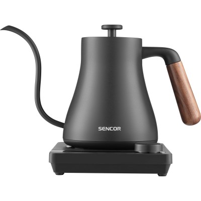 Електрочайник Sencor 0.6л, 5 темп.реж, підтримка температури, мех. управління, нержавіюча сталь, чорний (SWK2828BK)