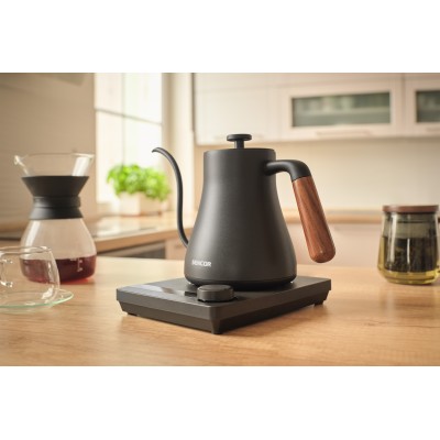 Електрочайник Sencor 0.6л, 5 темп.реж, підтримка температури, мех. управління, нержавіюча сталь, чорний (SWK2828BK)