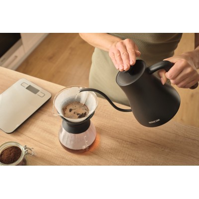 Електрочайник Sencor 0.6л, 5 темп.реж, підтримка температури, мех. управління, нержавіюча сталь, чорний (SWK2828BK)