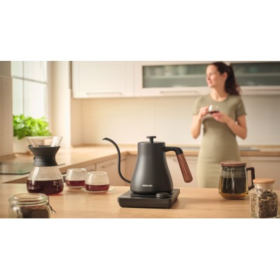 Електрочайник Sencor 0.6л, 5 темп.реж, підтримка температури, мех. управління, нержавіюча сталь, чорний (SWK2828BK)