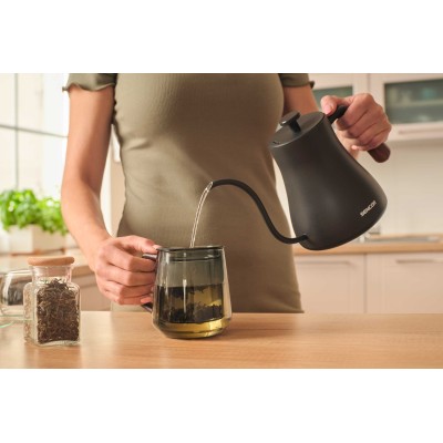 Електрочайник Sencor 0.6л, 5 темп.реж, підтримка температури, мех. управління, нержавіюча сталь, чорний (SWK2828BK)