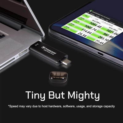 Портативний SSD Transcend 2TB USB 3.1 Gen 2 Type-A + Type-C ESD310 Чорний (TS2TESD310C)