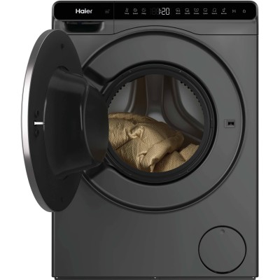 Пральна машина Haier фронтальна, 5кг, 1200, A, 42.3см, дисплей, інвертор, люк чорний, Wi-Fi, висота 70см, cріблястий (HW50-BP123