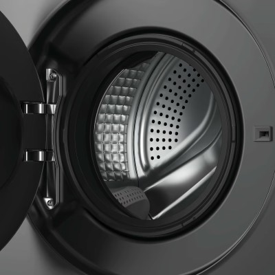 Пральна машина Haier фронтальна, 5кг, 1200, A, 42.3см, дисплей, інвертор, люк чорний, Wi-Fi, висота 70см, cріблястий (HW50-BP123