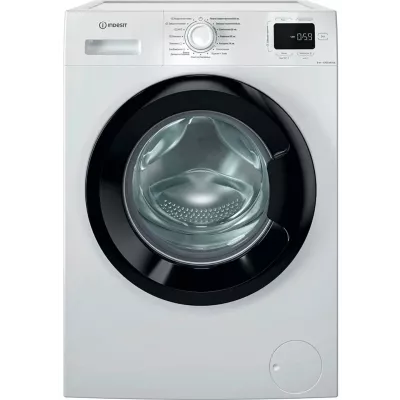 Пральна машина Indesit фронтальна, 8кг, 1200, A+++, 54.6см, дисплей, пара, інвертор, люк чорний, білий (IM862BMYTIMEUA)