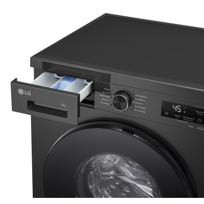 Пральна машина LG фронтальна, 9кг, 1400, A, 55см, дисплей, пара, інвертор, чорний (F4Y2VS5JE)
