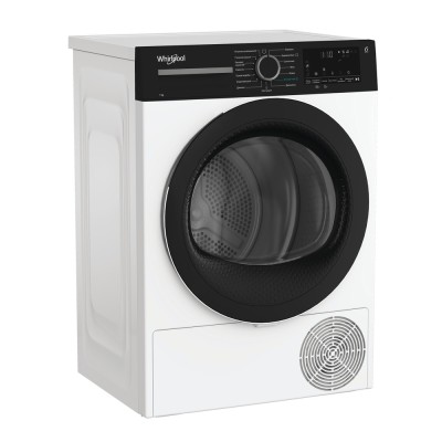 Сушильна машина Whirlpool тепловий насос, 7кг, A+++, 54,3см, дисплей, інвертор, люк чорний, білий (WPS7WBSUA)