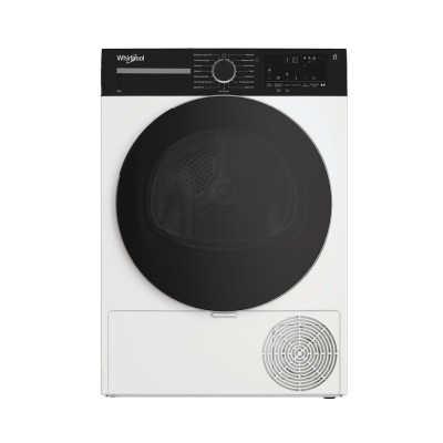 Сушильна машина Whirlpool тепловий насос, 8кг, A++, 54,5см, дисплей, люк чорний, білий (WPS8WBSUA)