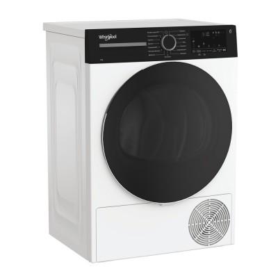 Сушильна машина Whirlpool тепловий насос, 8кг, A++, 54,5см, дисплей, люк чорний, білий (WPS8WBSUA)