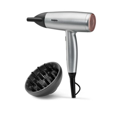Фен Babyliss Cosmos, 2100Вт, 3 режими, іонізація, хол. обдув, 2 насадки, сірий (D580DE)