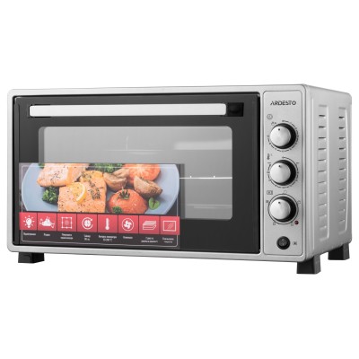 Піч електрична ARDESTO, 48л, 1700Вт, механіч., конвенція, подвійне скло, рожен, сірий (MEO-N48RCGR)