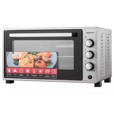 Піч електрична ARDESTO, 48л, 1700Вт, механіч., конвенція, подвійне скло, рожен, сірий (MEO-N48RCGR)