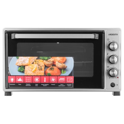 Піч електрична ARDESTO, 48л, 1700Вт, механіч., конвенція, подвійне скло, рожен, сірий (MEO-N48RCGR)
