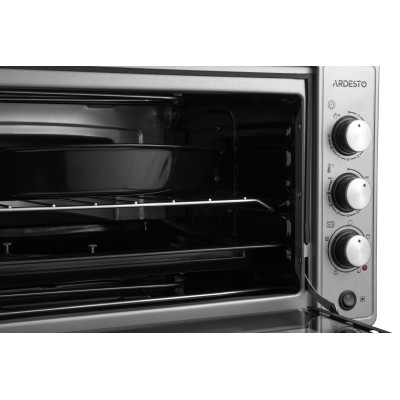 Піч електрична ARDESTO, 52л, 1700Вт, механіч., конвенція, подвійне скло, рожен, сірий (MEO-N52RCGR)