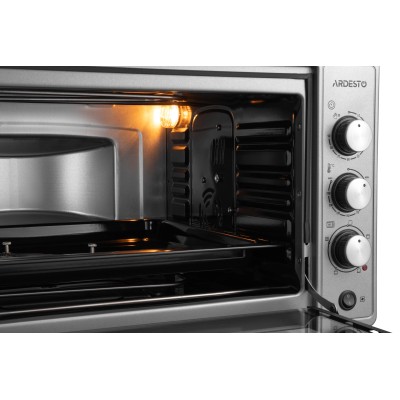 Піч електрична ARDESTO, 52л, 1700Вт, механіч., конвенція, подвійне скло, рожен, сірий (MEO-N52RCGR)